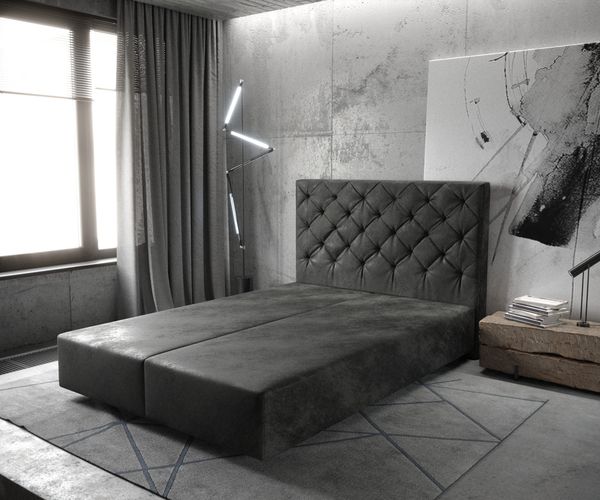 Boxspringgestell Dream-Great Mikrofaser Anthrazit Vintage 140x200 cm