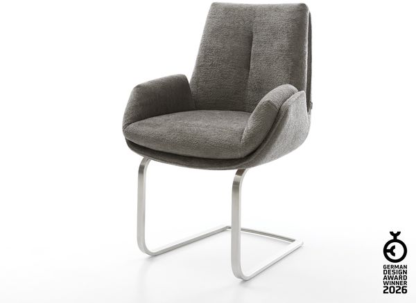 Freischwinger Clea-Flex Bouclé Soft Schlamm Freischwinger flach Edelstahl