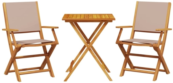 vidaXL 3-tlg. Bistro-Set Taupe Stoff und Massivholz 3281810