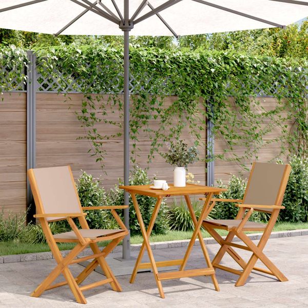vidaXL 3-tlg. Bistro-Set Taupe Stoff und Massivholz 3281810