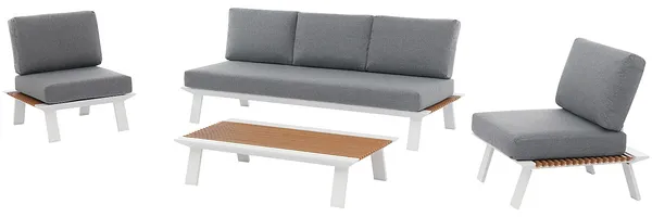 Vente-unique - MALLY Gartensitzgruppe Metall Beige - B 75 cm x H 67 cm x L 205 cm