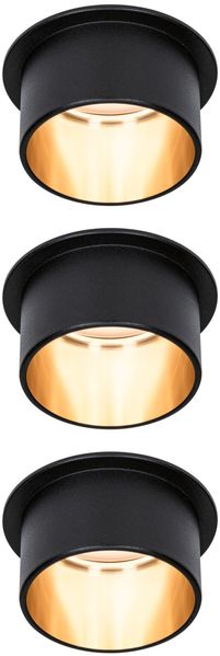 Paulmann No. 93379 LED Einbauleuchten Set Gil 6W IP44 2700K Schwarz Gold 3-Stufen dimmbar