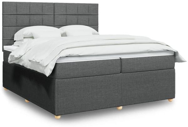 vidaXL Boxspringbett mit Matratze Dunkelgrau 200x200 cm Stoff 3292164