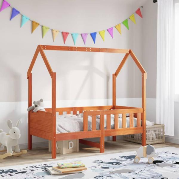 vidaXL Kinderbett Hausbett Wachsbraun 80x160 cm Massivholz Kiefer 850712