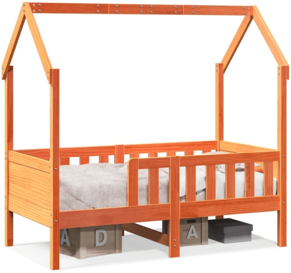 vidaXL Kinderbett Hausbett Wachsbraun 80x160 cm Massivholz Kiefer 850712