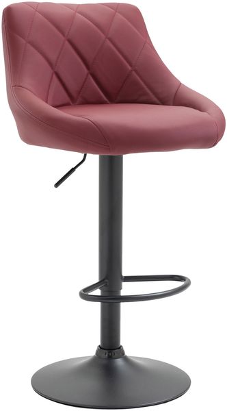 Barhocker FALON - Kunstleder Bordeauxrot 46x49x83 cm Schwarz | Barstuhl Mit Lehne Drehbar Tresenhocker Tresenstuhl Kneipenhocker Kneipenstuhl