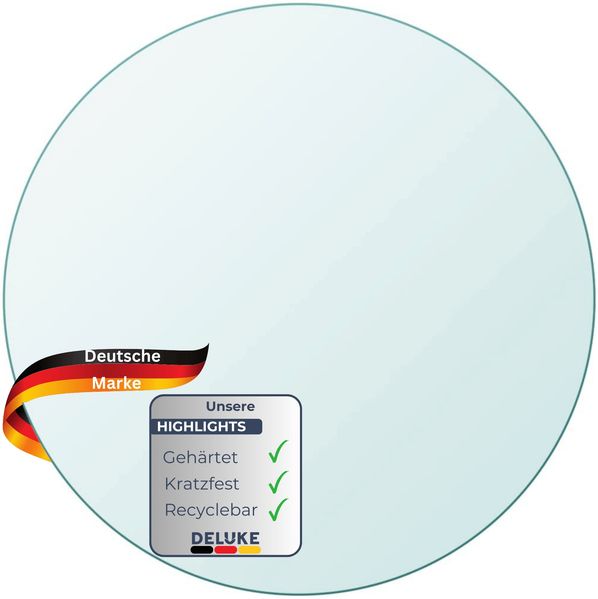 Tischplatte rund Ø 70 cm - Glas Gehärtet, 8 mm dick | Transparente Glasplatte rund, Ideal für DIY-Projekte, Glastische und als Kamin Glasplatte