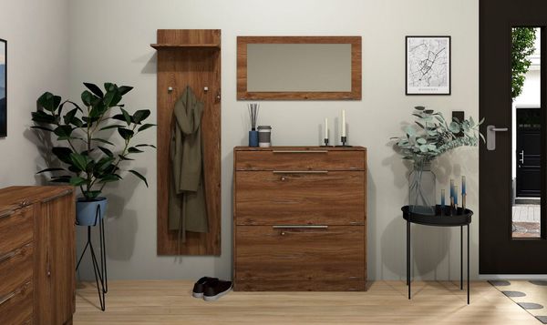 borchardt Möbel Garderoben-Set Oliva, Schuhschrank, Spiegel, Garderobenpaneel, (3-St)