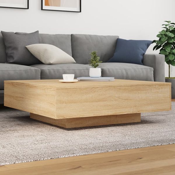 vidaXL Couchtisch mit LED-Leuchten Sonoma-Eiche 100x100x31 cm 836604