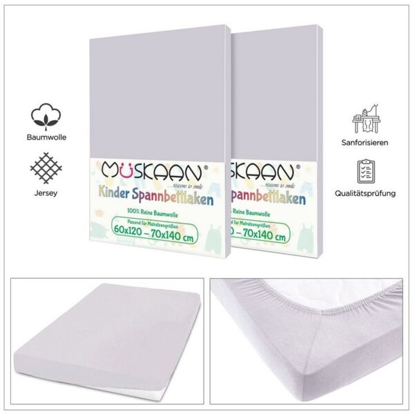 TRENDBUY24 Spannbettlaken Kinder Spannbettlaken 60x120 - 70x140 cm, Baumwolle, Gummizug: ja, (1 Stück), JERSEY
