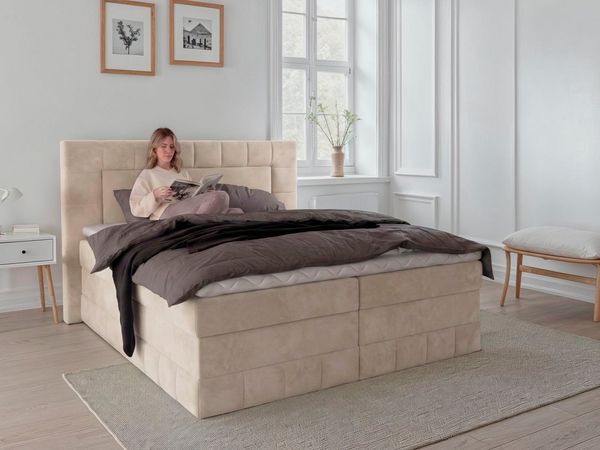 OTTO home Boxbett PHILLIPA inkl. Bettkasten, wahlweise mit LED-Leuchten, Breite: 180cm, inkl. Kaltschaum-Topper, in verschiedenen Farben erhältlich