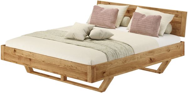 Schwebe-Doppelbett Holzbett 180x200 Eiche massiv geölt mit Zubehör V-60.89-18ohne Zubehör