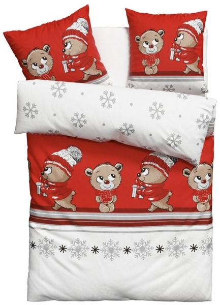 my home Bettwäsche Janina in Gr. 135x200 oder 155x220 cm, Linon, 2 teilig, 100% Baumwolle, viele Winterdesigns: Patchwork, Schneemann, Eule, Bär Bild 5