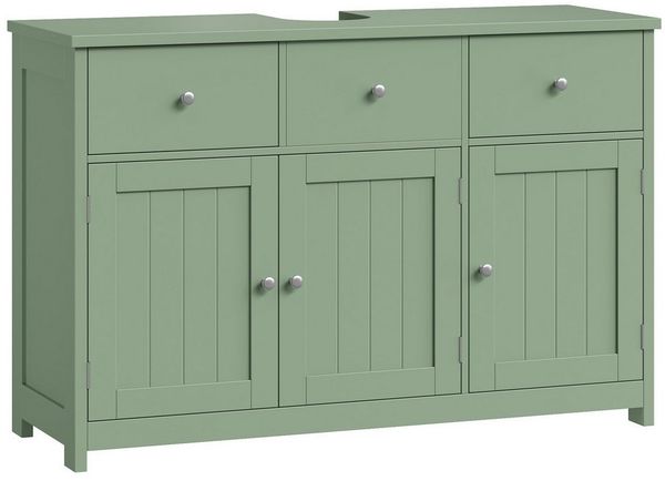 Homfa Waschbeckenunterschrank Unterschrank Badezimmerschrank mit 2 Schubladen und 3 Türen, Breite 100 cm, freistehend