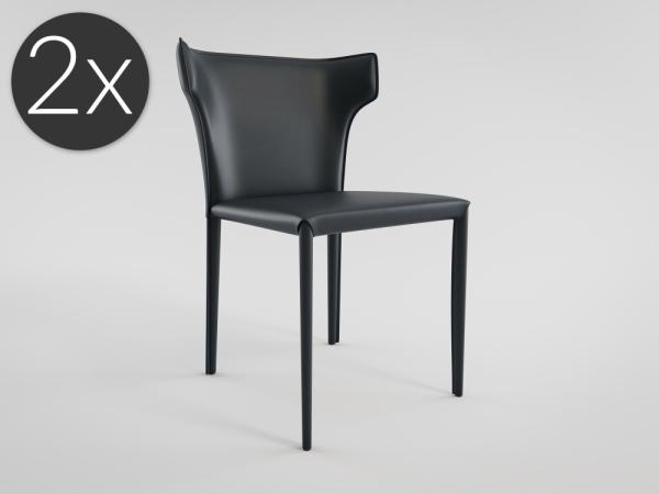 2er Set Esszimmerstuhl Küchenstuhl Vince Kunstleder dunkelgrau Metallbeine : Dunkelgrau