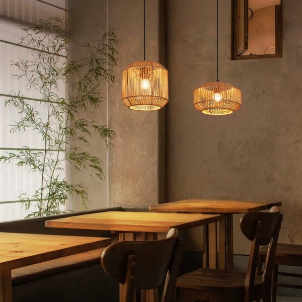 ZMH Pendelleuchte Vintage Hängelampe Esstisch- Pendellampe Esszimmer 1 Flammig Esstischlampe Kurze Laterne Design Hanfseil E27 Hängeleuchte für Schlafzimmer Wohnzimmer Flur(Ohne Leuchtmittel) Bild 6