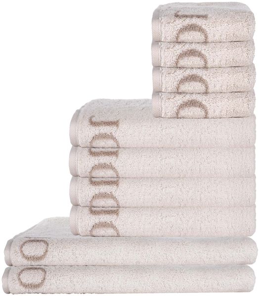 JOOP! Handtuch Set, 10-tlg. - Classic, 2x Duschtuch, 4x Handtuch, 4x Gästetuch Creme Set