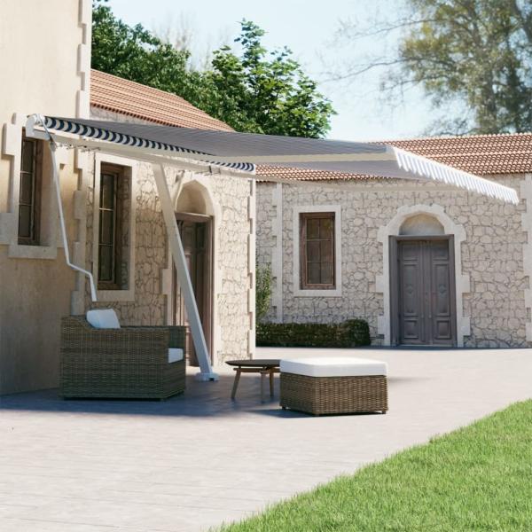 vidaXL Standmarkise Automatisch 450x300 cm Blau/Weiß 3069566