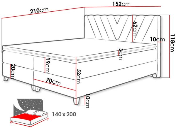 Boxspringbett Tigline, Natur, 140x200 cm Bild 6