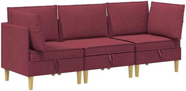 vidaXL Modular Sofa Set mit Stauraum 3 pcs Weinrot Stoff 3413688 Bild 2