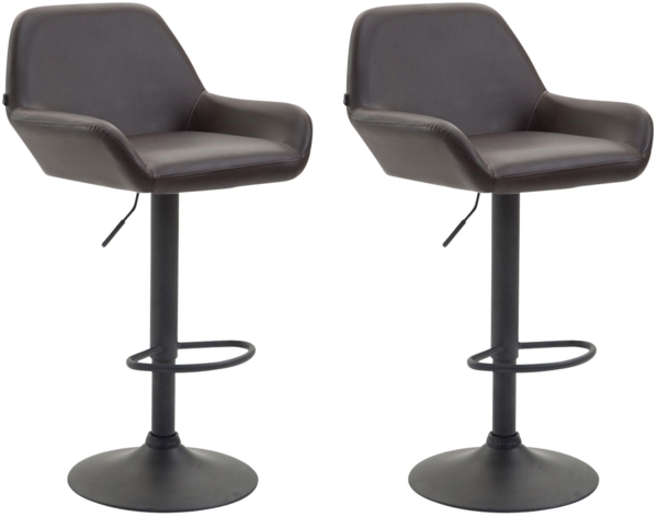 2er Set 'Braga' Barhocker, Kunstleder braun, Gestell schwarz