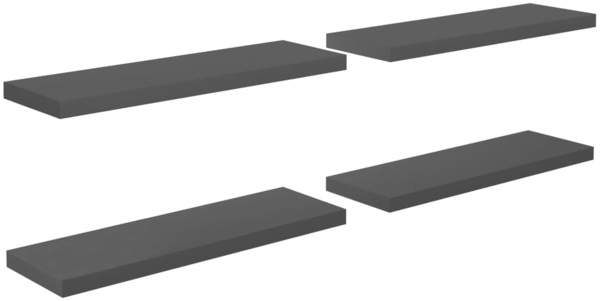 vidaXL Schweberegale 4 Stk. Hochglanz-Grau 80x23,5x3,8 cm MDF 323795