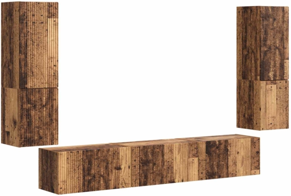 vidaXL TV-Schrankset Wandmontiert 4 pcs Altholz Holzwerkstoff 3409049