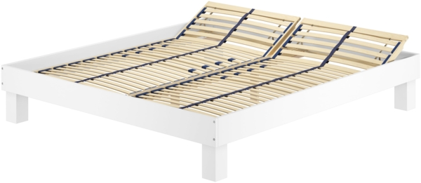 Waschweißes Doppelbett 200x200 Buche Holzbett mit wählbarem Zubehör V-60.87W-20Federholzrahmen inkl.