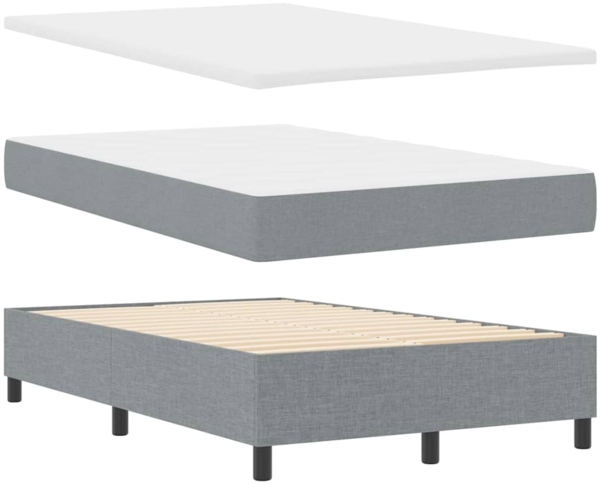 vidaXL Boxspringbett mit Matratze Hellgrau 120 x 200 cm Stoff 3339455 Bild 5