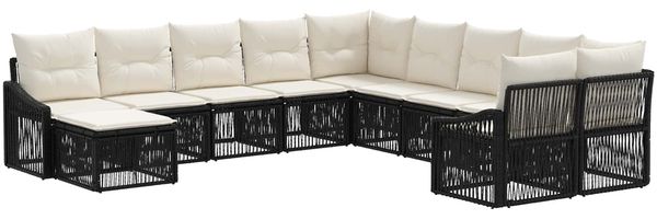 vidaXL Gartensofa-set 11 pcs Schwarz Poly-Rattan 3436204