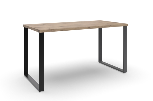 Schreibtisch >NORDERNEY< made in Germany, Viking Eiche Dekor / schwarz - 140x75x70cm (BxHxT)