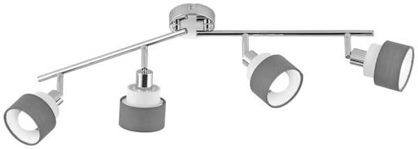 Deckenleuchte, Stahl, chrom grau, Spots schwenkbar, L 85 cm