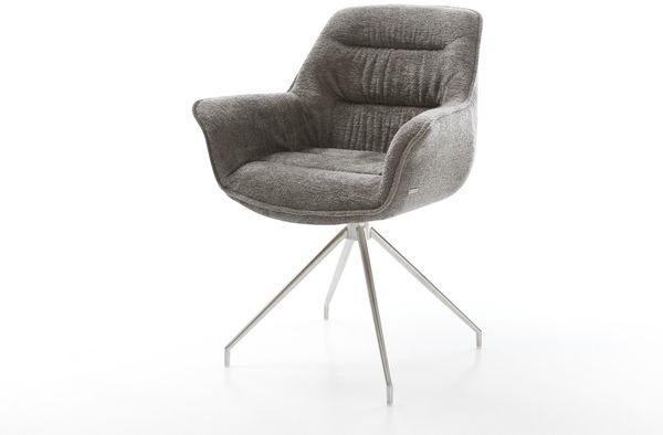 Esszimmerstuhl Kaira-Flex Bouclé Soft Schlamm Kreuzgestell konisch Edelstahl