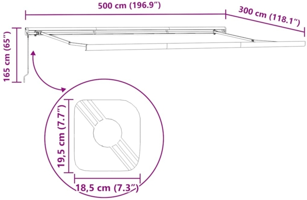 vidaXL Markise Einziehbar Anthrazit und Weiß 5x3 m Stoff und Aluminium 3216127 Bild 10