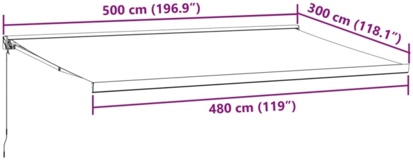 vidaXL Markise Einziehbar Anthrazit und Weiß 5x3 m Stoff und Aluminium 3216127 Bild 8