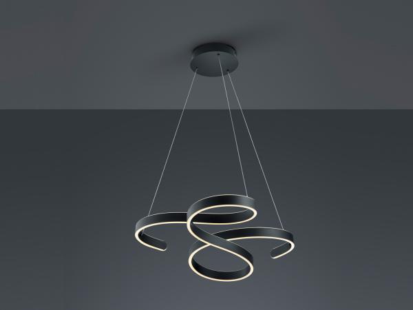 LED Pendelleuchte FRANCIS Anthrazit Stufen Dimmer geschwungen, Breite 72cm