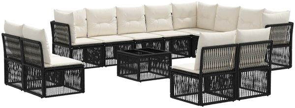 vidaXL Gartensofa-set 13 pcs Schwarz Poly-Rattan 3434413