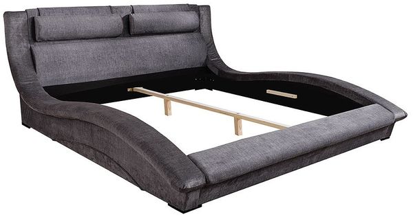 riess-ambiente Polsterbett SWING 160x200cm anthrazit Samt · Doppelbett in geschwungener Form (Einzelartikel, 1-tlg), inkl. Kopfteil & Kissen · Modern Design · Ehebett