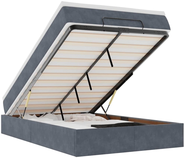 vidaXL Ottoman-Bett mit Matratze Dunkelgrau 120x200 cm Samt 3311178