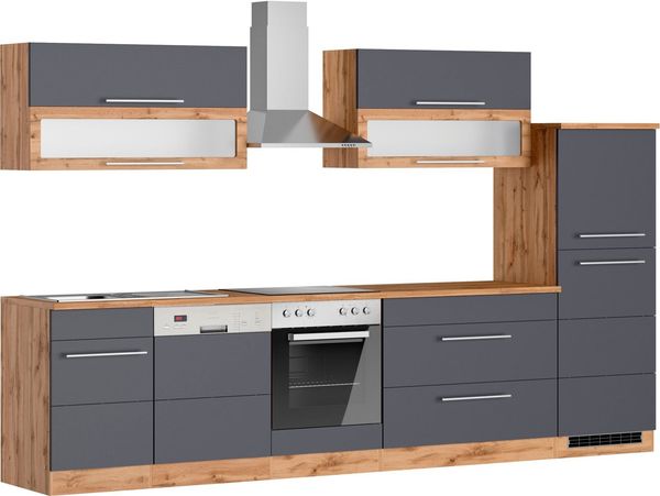 KOCHSTATION Küchenzeile KS-Wien, Breite 330 cm, wahlweise mit E-Geräten