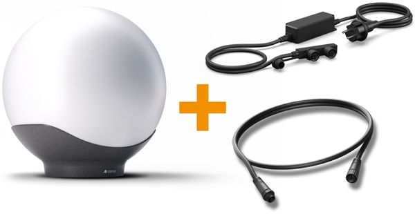 Steinel Starter-Set LED-Kugelleuchte Sphera C 24V Ø40 cm, inkl. 1x Kugellampe, 35 W Netzteil und 1m Kabel,16 Mio. Farben, App-Steuerung, Plug & Play
