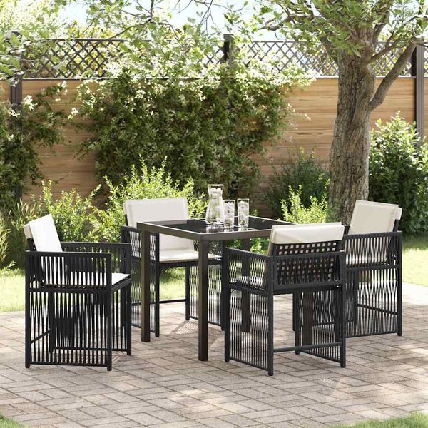 vidaXL Garten Essgruppe 5 pcs Schwarz Poly-Rattan 3380769
