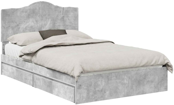 vidaXL Bettrahmen mit Schubladen Beton Grau 135x190 cm Holzwerkstoff 3413516