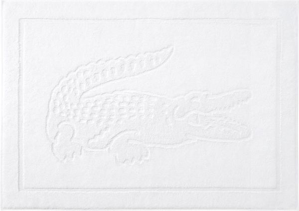 LACOSTE Badematte - LLACOSTE, Badvorleger, Krokodil-Logo, Bio-Baumwolle Weiß 55x80 cm