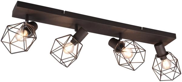 Industrial Deckenstrahler NARDA 4-flammig Gitter Rost-Optik, Breite 70cm