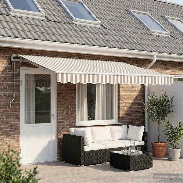 vidaXL Ausziehbare Markise Hellgrau und Weiß 500 x 350 cm 3426423