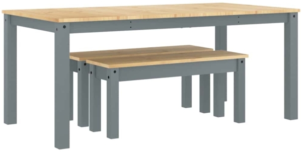 vidaXL 3-tlg. Essgruppe Panama Grau Massivholz Kiefer 3345183