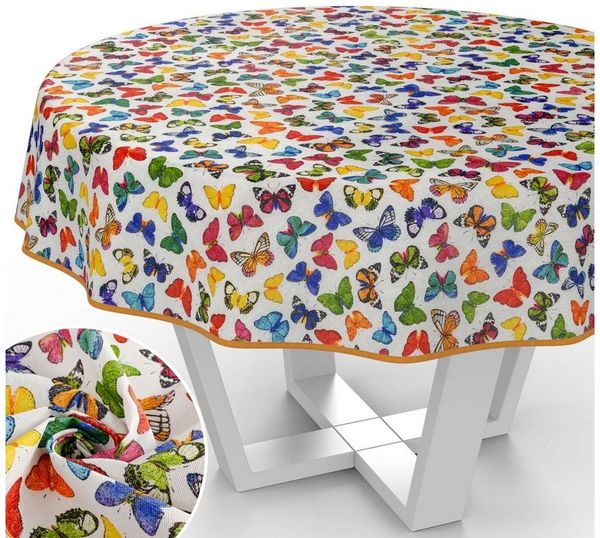 ANRO Tischdecke mit feinem Ästhetik Motiv Tischwäsche wasserabweisende Stofftischdecke (Einzelstück 1-tlg), auch als Gartentischdecke - mit Schutzschicht