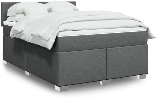 vidaXL Boxspringbett mit Matratze Dunkelgrau 140x190 cm Stoff 3288177