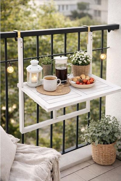 Balkonhängetisch Balkontisch Hängetisch Klapptisch Balkon Tisch Weiß Klappbar